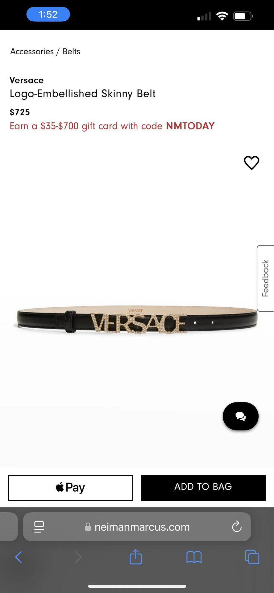 Versace Logo Crystal-Embellished Leather Belt For Women