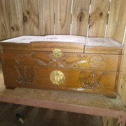 Vintage Hand Carved Japanese Jewelry Cabinet Box