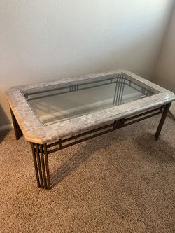 Coffee Table, Matching End Tables. Decorative Pictures 