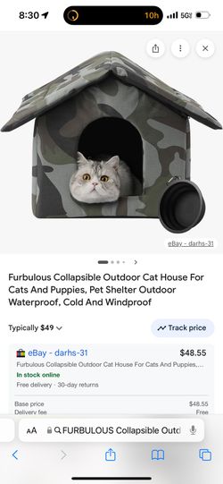 Furbulous Collapsible Outdoor Cat House For Cats And Puppies, Pet Shelter Outdoor Waterproof, Cold And Windproof