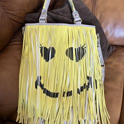 Steve Madden Smiley Face Fringe Purse