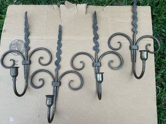 Hand forged iron candle holders