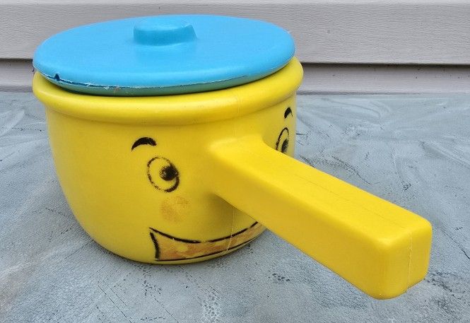 Vintage The First Years Happy Pot And Spoon Plastic Toy