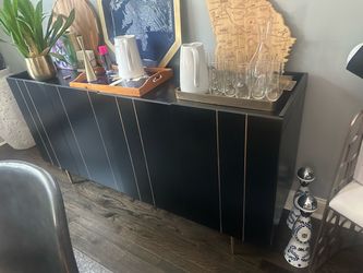 Black and Gold Modern Sideboard Buffet Cabinet
