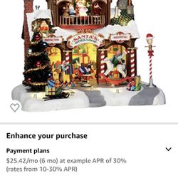 SANTA'S WORKSHOP Lighted Building Animated Christmas Village S O Scale
