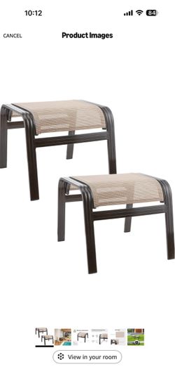 Outdoor Ottomans for Patio Footrest Metal Chairs Patio Footstools Furniture Outside Stools Small Sea