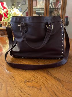 Deux Lux Brown Leather Star Studded Hand or Shoulder/Crossbody Bag