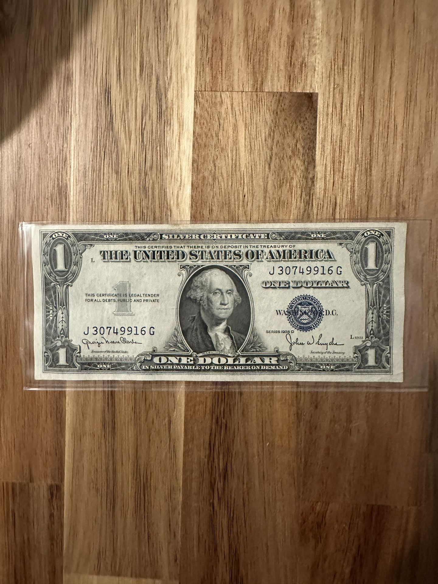 1935 D UNCIRCULATED SILVER CERTIFICATE