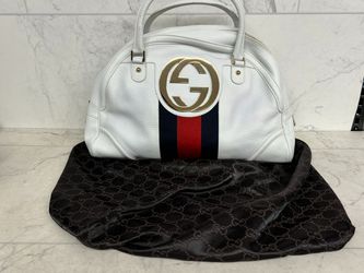 Gucci GG Web XL Blondie Leather Boston Handbag - Authentic (PO1019054) -Like New Condition