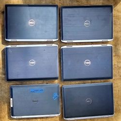 LOT OF 6 DELL LATITUDE LAPTOPS W/INTEL I5 CHIPS FOR PARTS ONLY