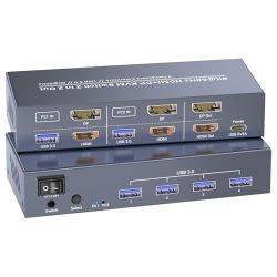 HDMI DisplayPort KVM Switch for 2 Monitors amp 2 Computers, 8K@60Hz amp 4K@120Hz, USB 3.0, Dual Monitor Control 8K HDMIDP