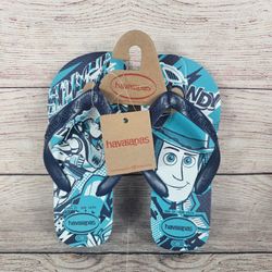 NEW Havaianas Disney Pixar Toy Story Buzz Woody Blue Flip Flop Size 2Y (33-34)