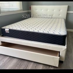 Queen Size White Button W Orthopedic Mattress Included 
