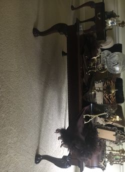 Used Thomasville Claw Foot Design Coffee Table - Dark Wood Finish with Inlay