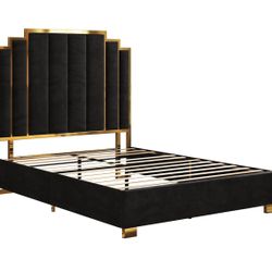 Black and Gold Queen Bed Frame 