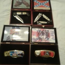 Collectible Knives, Fireman, Wolf, Bear, Confederate Battle