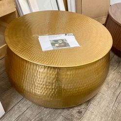 Gold Metal Storage Coffee Table