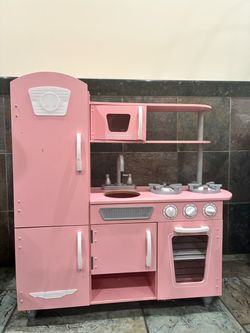Kids Kraft Pink Retro Kitchen Pretend Play Food Accessories Doll Children Toys