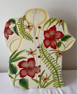 22” Aloha Shirt Wood 3-Shelf Wall Cabinet