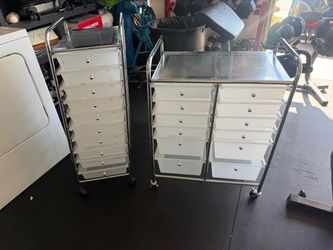 Rolling Storage Cart with Drawers – Set of 2