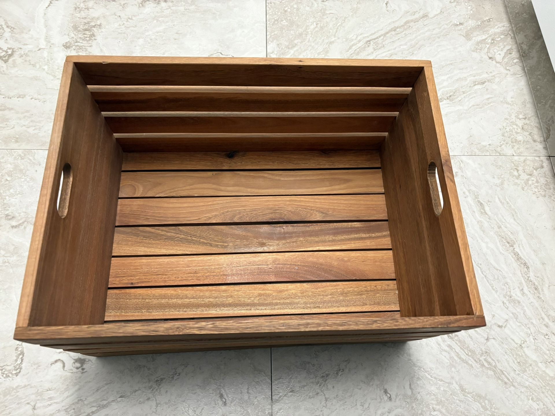 Stained Wood Crate 16” Long, 11.5” Wide, 8” High Home Decor Desk Table Chair Weights Pictures Mirror Shelves Storage Toys Art Sculpture