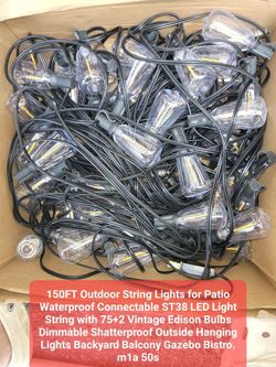 Vintage Edison Bulbs Dimmable Shatterproof Outside Hanging Lights Back &KYtk