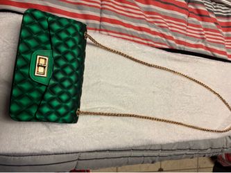 Green vinyl handbag