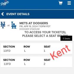 Mets At Dodgers Tickets | April 19