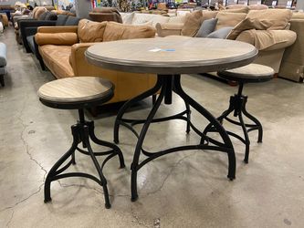 WHALEN BROWN Industrial Metal Base Dining Set with Adjustable Height Stools (Set of 2)