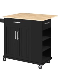 New. Rolling Kitchen Island Cart with Drop Leaf,