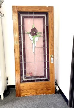 Stained Glass Door Leaded Antique Stained Glass Floral Design 