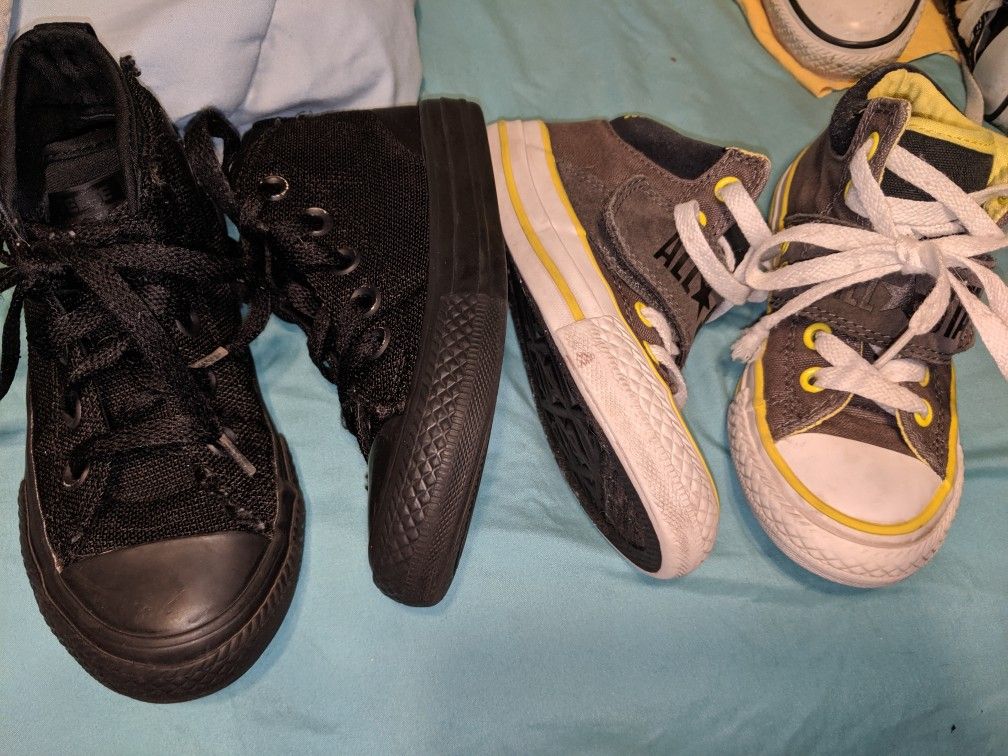 Size 11 toddler Converse gray ones brand new $20 black ones worn a few times $15 or both for $30