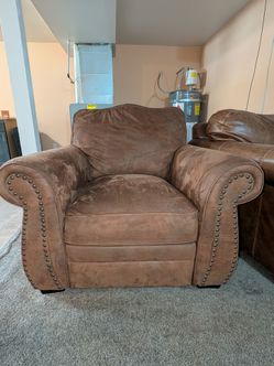 Moving! Comfortable oversized recliner armchair and matching ottoman set