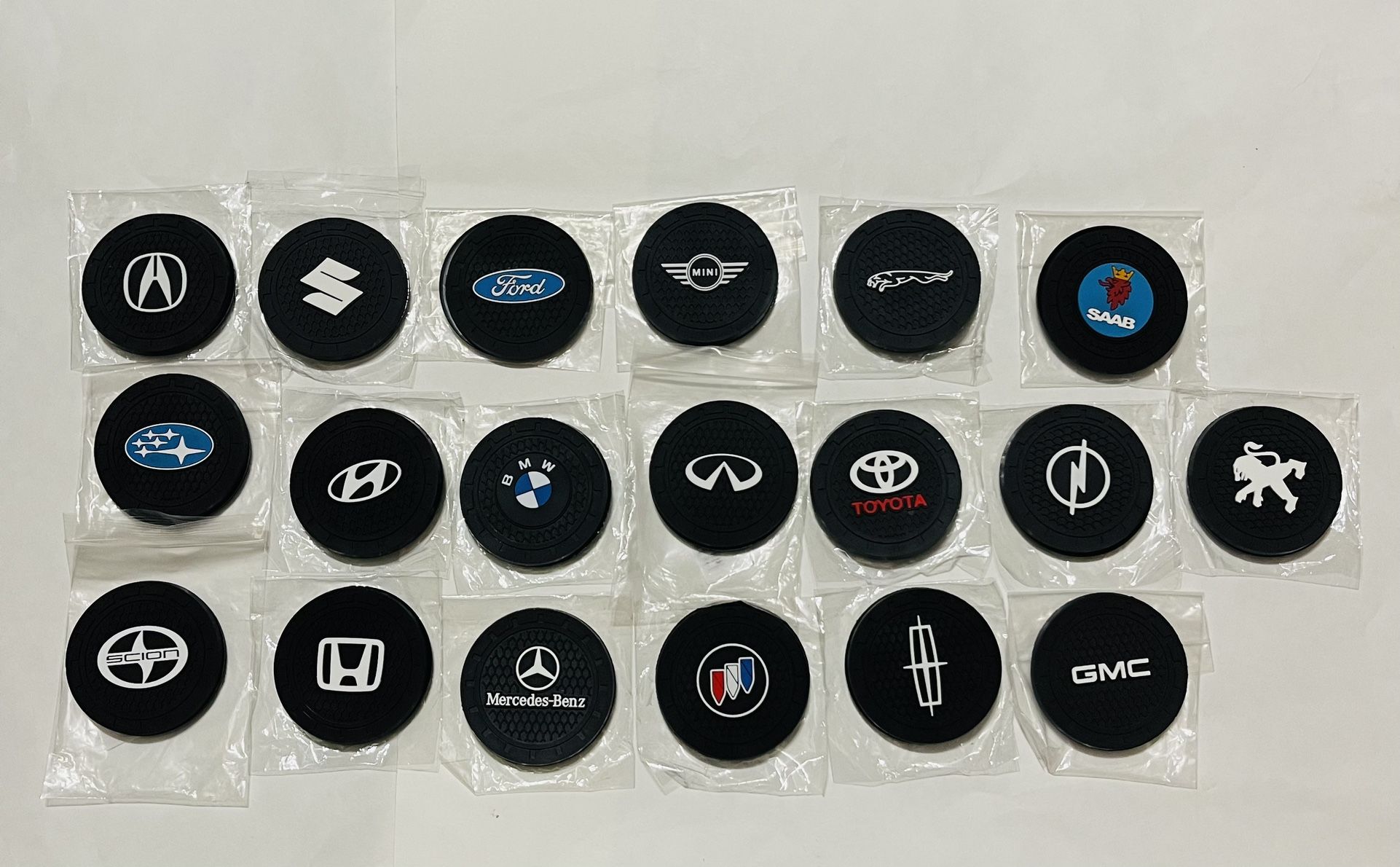 2pcs/set All Car Logo Cup Holder Silicone Non Slip Car Cup Mat Pad Car Coaster 23 Sets