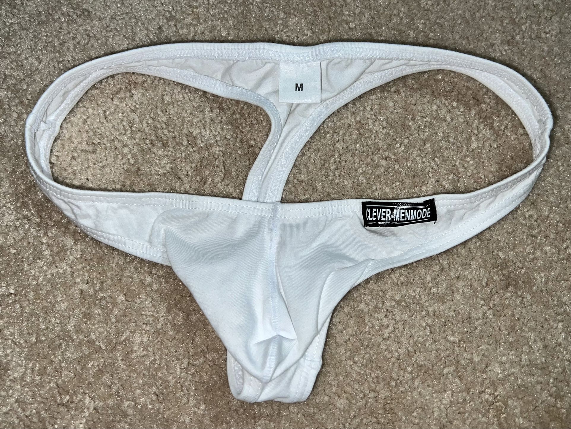 Men’s Thong Backless White Bikini Underwear Medium