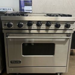 VIKING 36”WIDE DUAL FUEL RANGE STOVE STAINLESS STEEL 