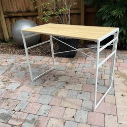 White Faux Wood Metal Folding Desk Display Table