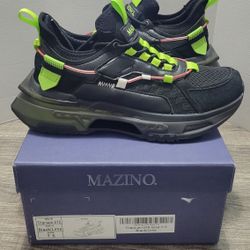 MAZINO. Titanium-075 Men's Black/Lime Sneakers Size 7.5
