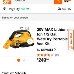 DeWalt 1/2 Gallon Wet/dry Vacuum 
