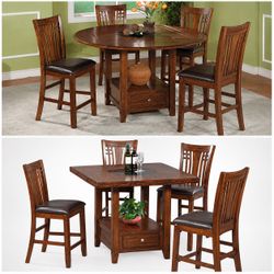 Solid Oak Dining Set Feldkamps Furniture Table & 24” Barstools (4)