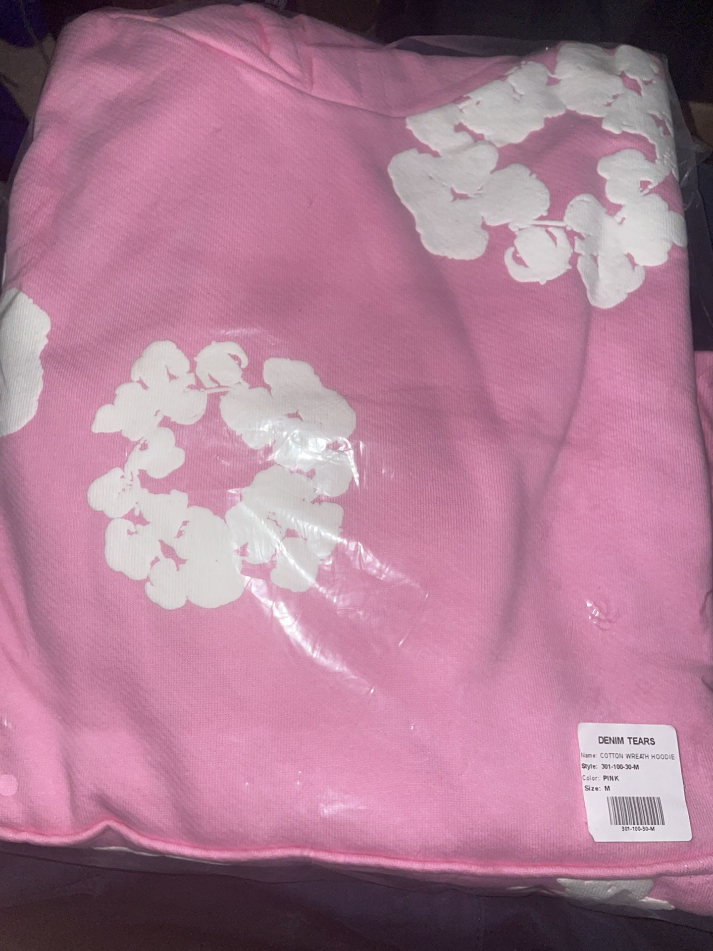 Pink denim tear hoodie