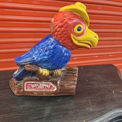 VTG 1969 KU Jayhawk Ezra Brooks Decanter Kansas University No Lid Empty RARE