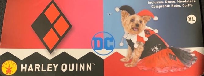 Harley Quinn dog size XL costume dress and headpiece