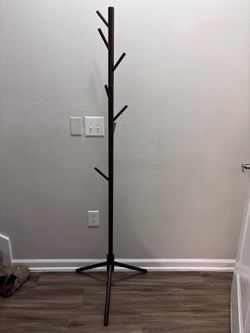 Wooden Freestanding Coat Rack – Adjustable Coat Tree with 8 Hooks