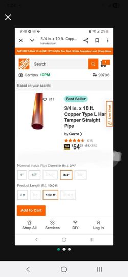 Single Copper Pipes 10ft Each Starting At $30each