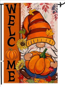 Fall gnome garden flag