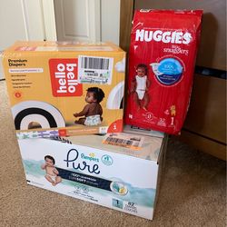 Unopened Boxes of Size 1 Diapers