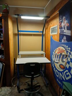 Work Table with Overhead Lighting
