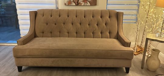 Tufted Velvet Sofa and loveseat with Nailhead Trim