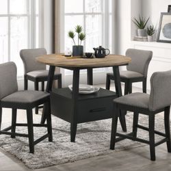 *BRAND NEW!! Gibson Round 5-piece Counter Height Dining Set Yukon Oak and Black